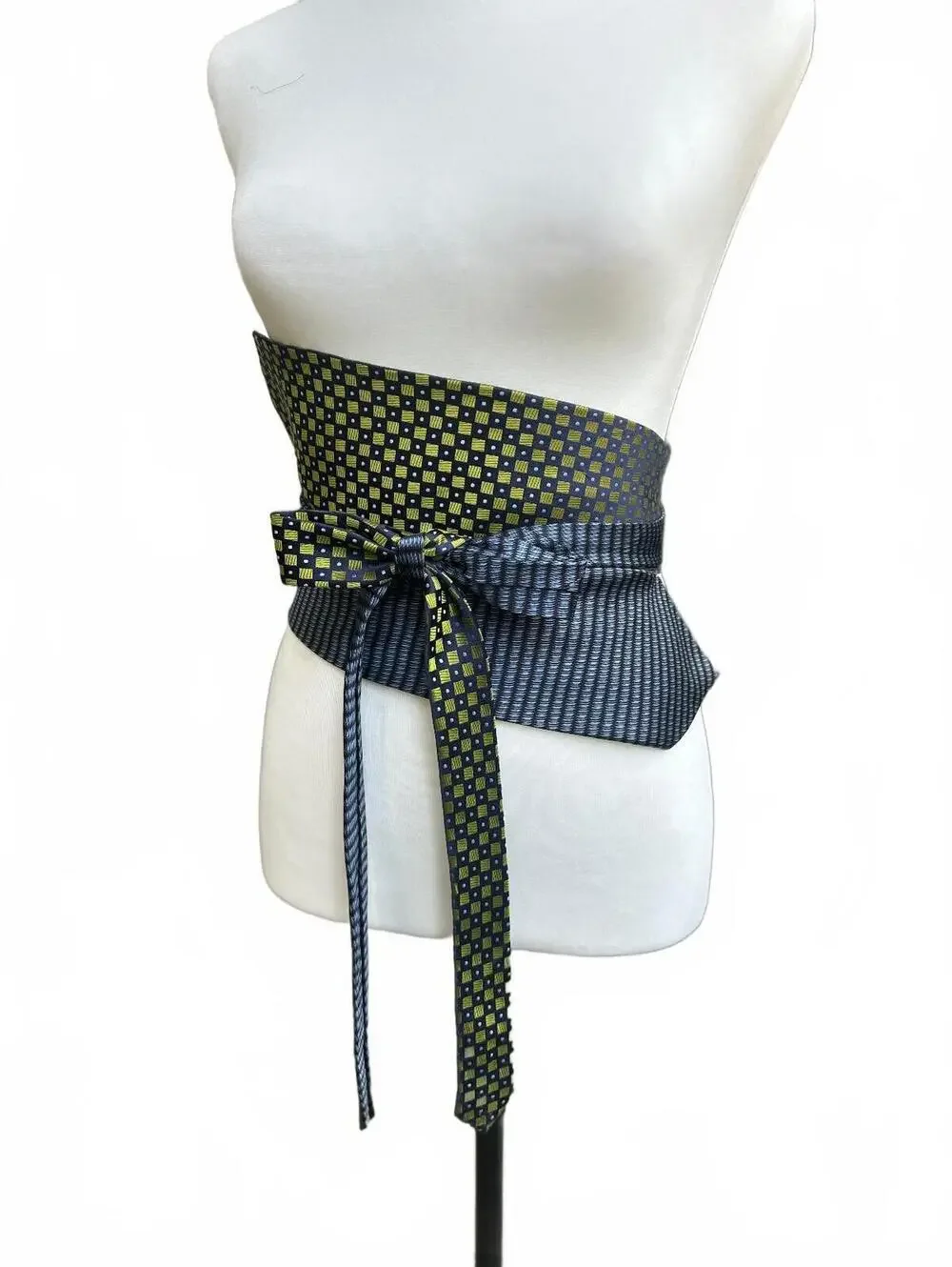 Upcycled Silk Necktie Obi Belt | Handmade Corset Style Belt | One-of-a-Kind | OS